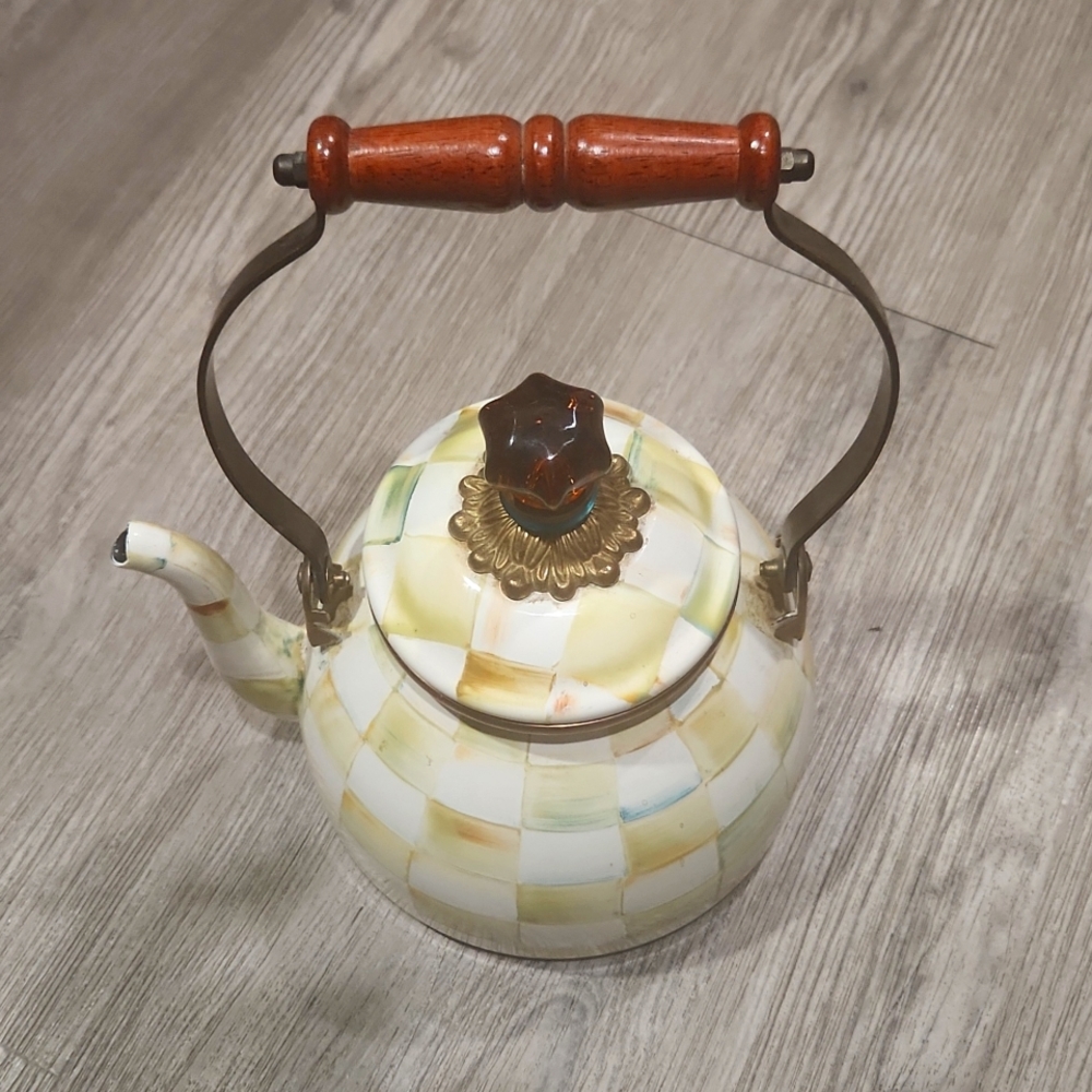- Parchment Check 3 QT Tea Kettle-Mackenzie Childs